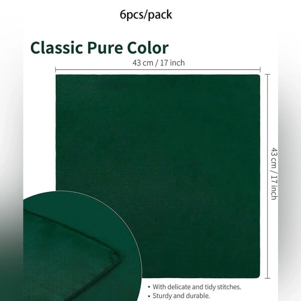 Satin Square Napkins - Green - Picture 3 of 4